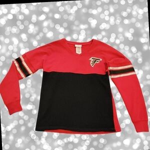 Atlanta Falcons Football Shirt Teens Small 3/5 Red NFL Cotton Long Sleeves T31